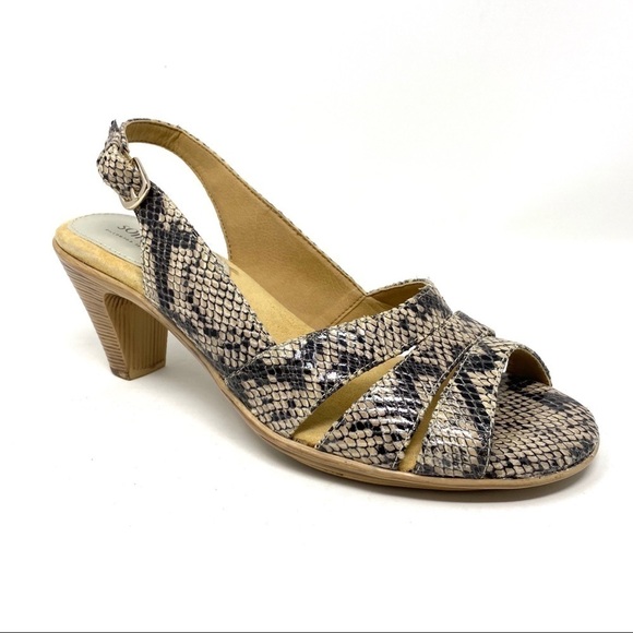 Softspots Neima vanilla snake leather slingback sandal heels wide - Picture 1 of 8